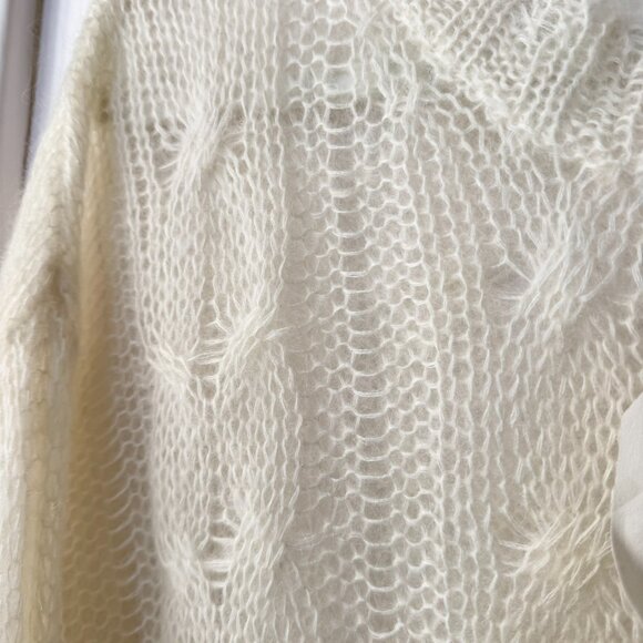 NWT Anthropologie Posey Sheer Fine Knit Wool Tunic Sweater Cream Large - Picture 10 of 14